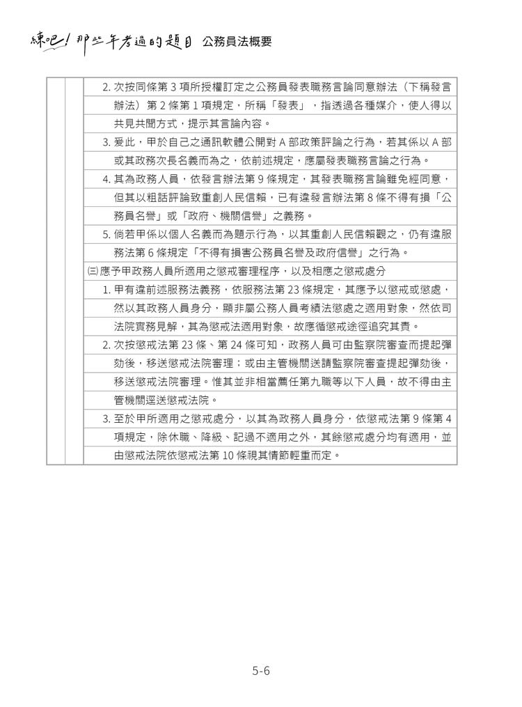 練吧!那些年考過的題目:公務員法概要預覽6 練吧!那些年考過的題目:公務員法概要預覽