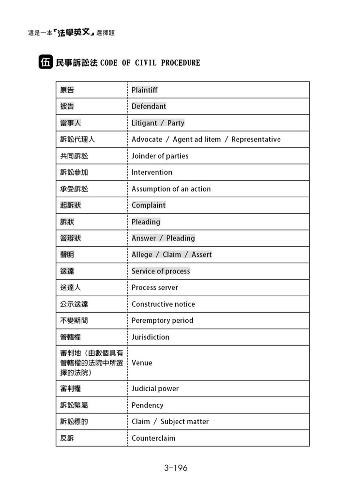 這是一本法學英文選擇題預覽1 這是一本法學英文選擇題預覽1